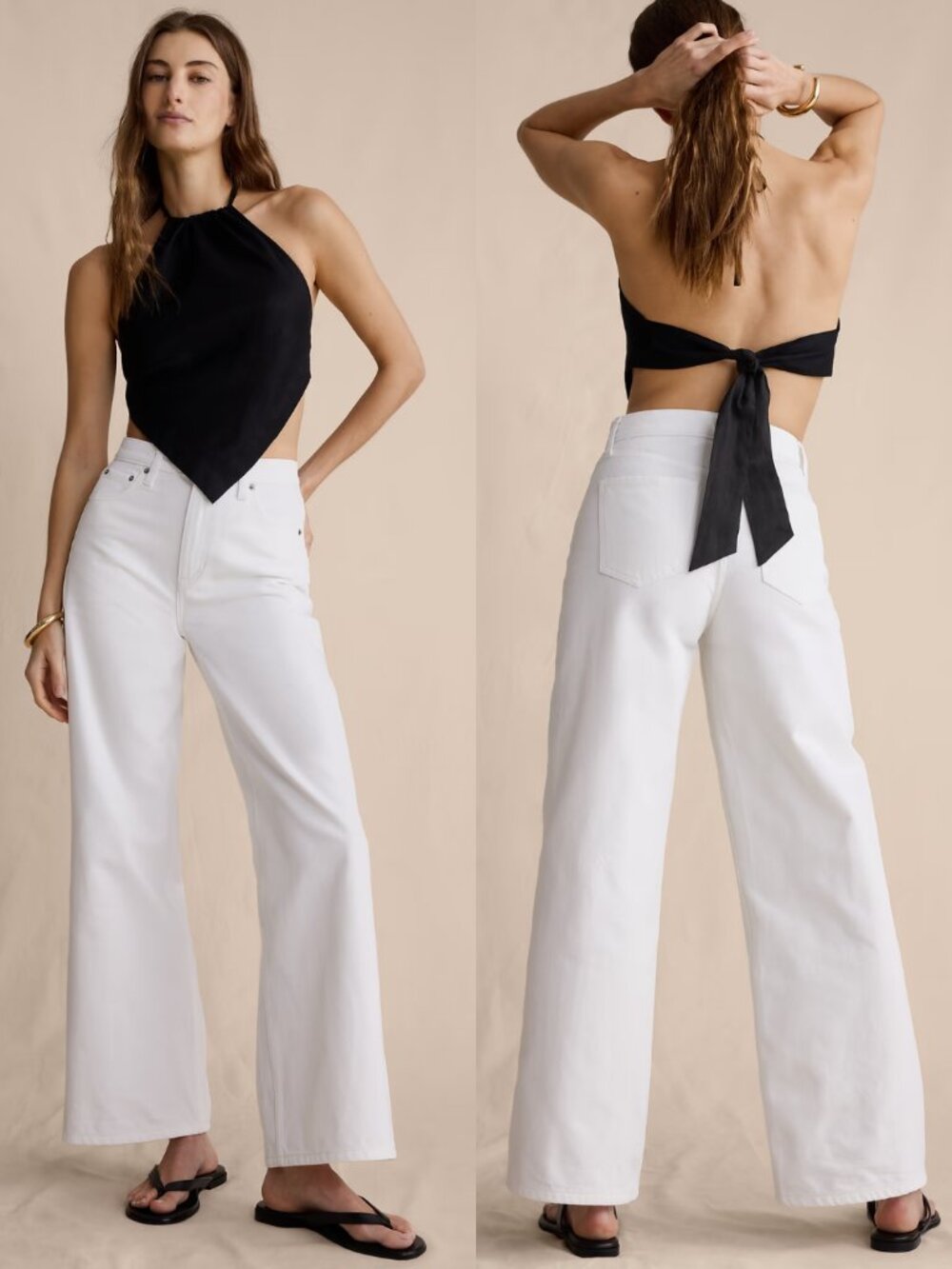 BANANA REPUBLIC White The Icon Classic Wide Leg Crop Jeans Size 32 Coastal Chic